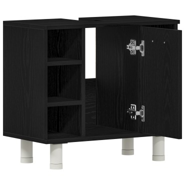vidaXL Ντουλάπι Μπάνιου Μαύρο Δρυς 60x32x54cm Επεξεργασμένο Ξύλο