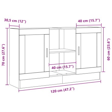 vidaXL Μαύρος Ξύλινος Μπουφές 120x30,5x70cm Επεξεργασμένο Ξύλο 1 τεμ.