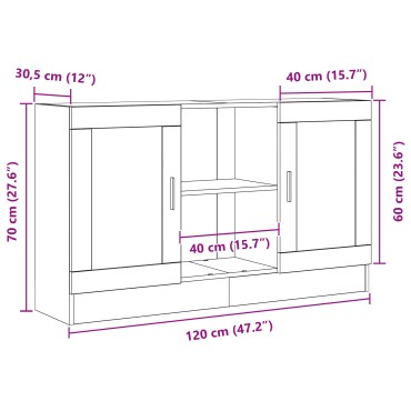 vidaXL Μπουφές Μαύρη Δρυς 120x30,5x70cm από Επεξεργασμένο Ξύλο 1 τεμ.