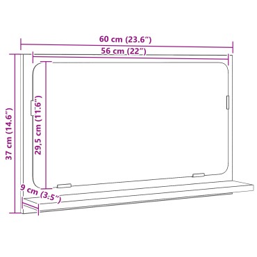 Καθρέφτης μπάνιου vidaXL σε μαύρο δρυ, 60x10,5x37 cm φτιαγμένος από ξύλο