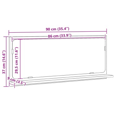 Καθρέφτης μπάνιου vidaXL από παλιό ξύλο 90x10,5x37cm Επεξεργασμένο ξύλο
