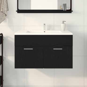 Ντουλάπι μπάνιου vidaXL Μαύρη Δρύς 80x38,5x46 cm Επεξεργασμένο Ξύλο 1 τεμ.