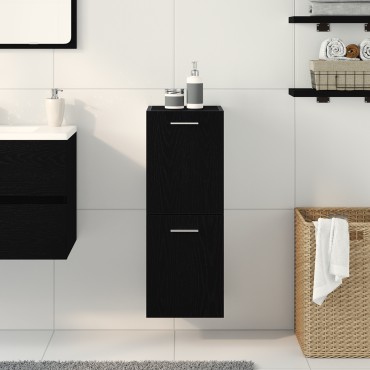 vidaXL Ντουλάπι Τοίχου Μπάνιου Μαύρη Δρυς 30x30x80 cm Κατασκευασμένο από Ξύλο