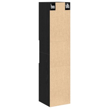 vidaXL Ντουλάπι Τοίχου Μπάνιου Μαύρο Δρυς 30x30x130cm από Ξύλο 1 τεμ.