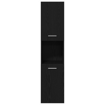 vidaXL Ντουλάπι Τοίχου Μπάνιου Μαύρο Δρυς 30x30x130cm από Ξύλο 1 τεμ.