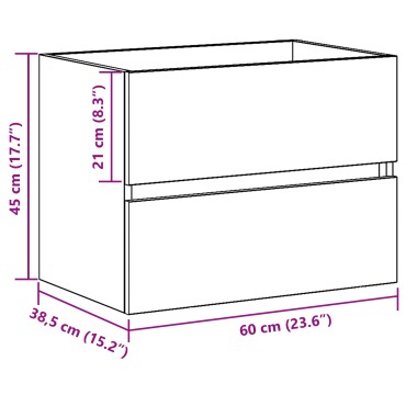 vidaXL ντουλάπι νιπτήρα Μαύρη βελανιδιά 60x38,5x45cm Επεξεργασμένο ξύλο
