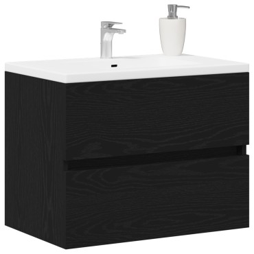 vidaXL ντουλάπι νιπτήρα Μαύρη βελανιδιά 60x38,5x45cm Επεξεργασμένο ξύλο