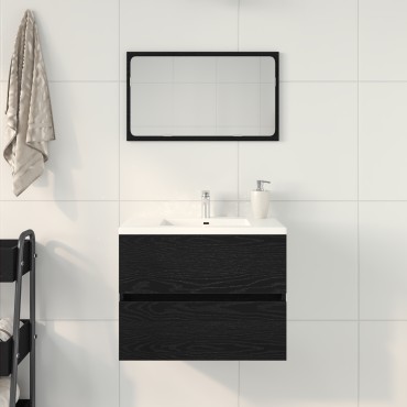 vidaXL ντουλάπι νιπτήρα Μαύρη βελανιδιά 60x38,5x45cm Επεξεργασμένο ξύλο