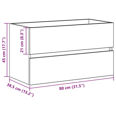 vidaXL Ντουλάπι Νεροχύτη Μαύρος Δρύς 80x38.5x45cm Επεξεργασμένο Ξύλο
