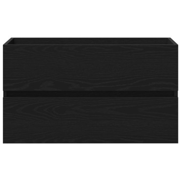 vidaXL Ντουλάπι Νεροχύτη Μαύρος Δρύς 80x38.5x45cm Επεξεργασμένο Ξύλο