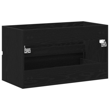 vidaXL Ντουλάπι Νεροχύτη Μαύρος Δρύς 80x38.5x45cm Επεξεργασμένο Ξύλο