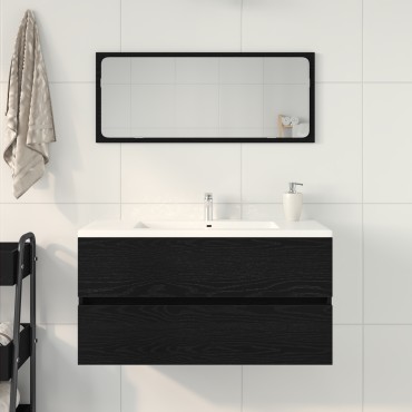 vidaXL Ντουλάπι Νιπτήρα Μαύρη Δρυς 90x38,5x45cm Επεξεργασμένο Ξύλο 1 τεμ.