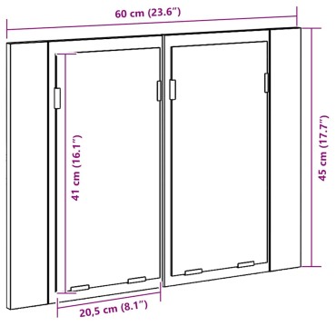 vidaXL Καθρέφτης Ντουλάπα Μπάνιου Μαύρη Οξυά 60x12x45cm 1 τεμ.