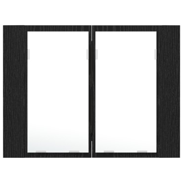 vidaXL LED Καθρέφτης Μπάνιου Ντουλάπας Μαύρο Δρυς 60x12x45cm Από Ξύλο