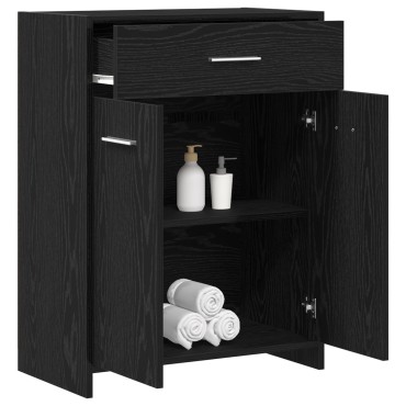 vidaXL Ντουλάπα Μπάνιου Μαύρη Δρυς 60x33x80cm Ξύλο Επεξεργασμένο