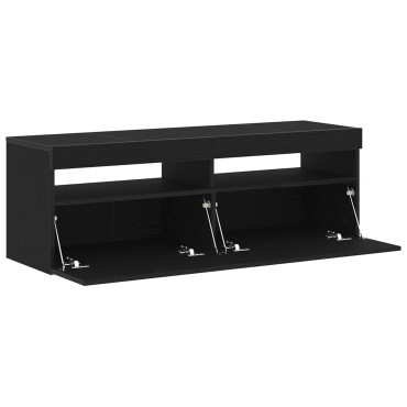 vidaXL Ντουλάπα τηλεόρασης με LED Μαύρη Δρύς 120x35x40cm Επεξεργασμένο ξύλο