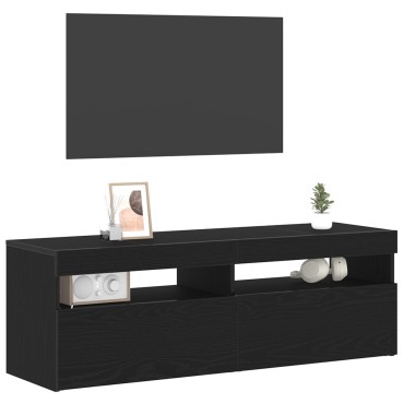 vidaXL Ντουλάπα τηλεόρασης με LED Μαύρη Δρύς 120x35x40cm Επεξεργασμένο ξύλο