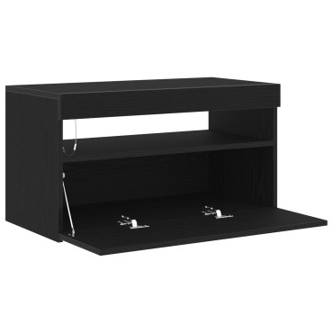 vidaXL Ντουλάπι τηλεόρασης με LED Φώτα Μαύρη Δρυς 75x35x40cm Επεξεργασμένο ξύλο