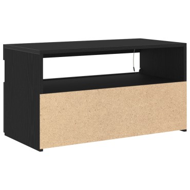 vidaXL Ντουλάπι τηλεόρασης με LED Φώτα Μαύρη Δρυς 75x35x40cm Επεξεργασμένο ξύλο