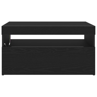 vidaXL Ντουλάπι τηλεόρασης με LED Φώτα Μαύρη Δρυς 75x35x40cm Επεξεργασμένο ξύλο