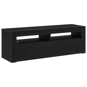 vidaXL Κομοδίνο με LED Μαύρη Δρύς 120x35x40cm Επεξεργασμένο Ξύλο