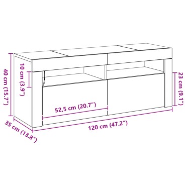 vidaXL Κομοδίνο με LED Μαύρη Δρύς 120x35x40cm Επεξεργασμένο Ξύλο