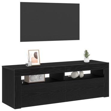 vidaXL Κομοδίνο με LED Μαύρη Δρύς 120x35x40cm Επεξεργασμένο Ξύλο