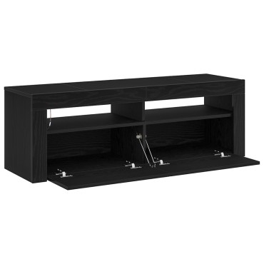vidaXL Κομοδίνο με LED Μαύρη Δρύς 120x35x40cm Επεξεργασμένο Ξύλο