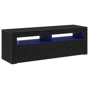 vidaXL Κομοδίνο με LED Μαύρη Δρύς 120x35x40cm Επεξεργασμένο Ξύλο