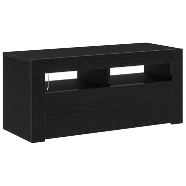 vidaXL Ντουλάπι τηλεόρασης με LED Μαύρη Δρυς 90x35x40cm Επεξεργασμένο ξύλο