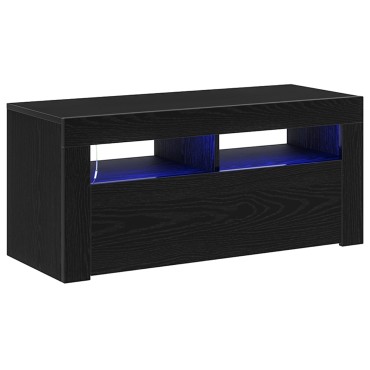 vidaXL Ντουλάπι τηλεόρασης με LED Μαύρη Δρυς 90x35x40cm Επεξεργασμένο ξύλο