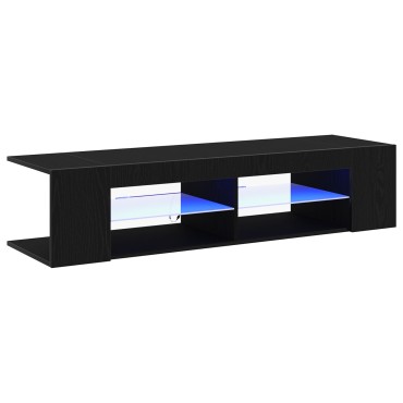 vidaXL Ντουλάπα τηλεόρασης με LED Φώτα Μαύρη Δρυς 135x39x30cm Επεξεργασμένο ξύλο