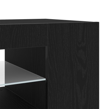 vidaXL Ντουλάπα τηλεόρασης με LED Φώτα Μαύρη Δρυς 135x39x30cm Επεξεργασμένο ξύλο