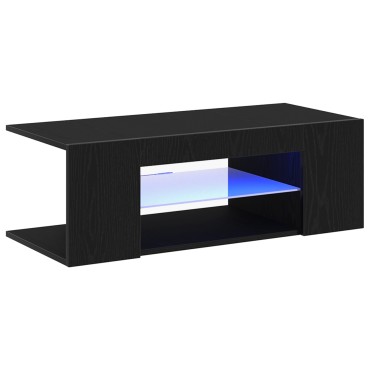 vidaXL Ντουλάπα τηλεόρασης με LED φώτα Μαύρη Δρυς 90x39x30cm από επεξεργασμένο ξύλο