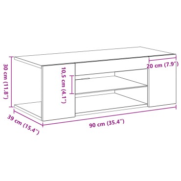 vidaXL Ντουλάπα τηλεόρασης με LED φώτα Μαύρη Δρυς 90x39x30cm από επεξεργασμένο ξύλο