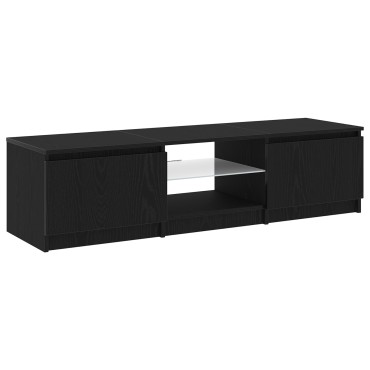 vidaXL Ντουλάπα Τηλεόρασης με Φώτα LED Μαύρο Δρύς 140x40x35,5cm από επεξεργασμένο ξύλο