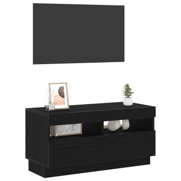 vidaXL Κονσόλα Τηλεόρασης με LED Φώτα Μαύρο Δρυς 80x35x40cm Ένα επεξεργασμένο ξύλο