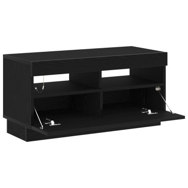 vidaXL Κονσόλα Τηλεόρασης με LED Φώτα Μαύρο Δρυς 80x35x40cm Ένα επεξεργασμένο ξύλο