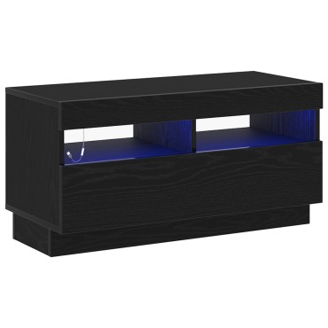 vidaXL Κονσόλα Τηλεόρασης με LED Φώτα Μαύρο Δρυς 80x35x40cm Ένα επεξεργασμένο ξύλο