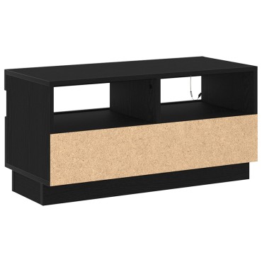 vidaXL Κονσόλα Τηλεόρασης με LED Φώτα Μαύρο Δρυς 80x35x40cm Ένα επεξεργασμένο ξύλο