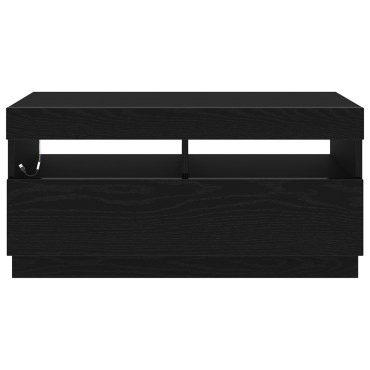 vidaXL Κονσόλα Τηλεόρασης με LED Φώτα Μαύρο Δρυς 80x35x40cm Ένα επεξεργασμένο ξύλο