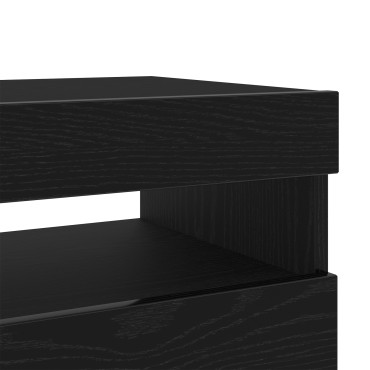 vidaXL Κονσόλα Τηλεόρασης με LED Φώτα Μαύρο Δρυς 80x35x40cm Ένα επεξεργασμένο ξύλο