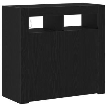vidaXL Κονσόλα με LED Φώτα Μαύρο Δρυς 80x35x75cm από Ξύλο 1 τεμ.