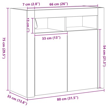 vidaXL Πλαϊνό γραφείο Μαύρη Οξυά 80x35x75cm Επεξεργασμένο Ξύλο 1 τεμ.