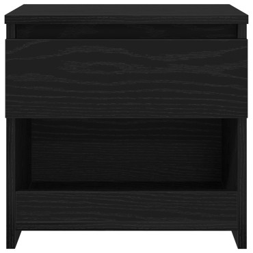 vidaXL Μαύρο Κομοδίνο από Δρυς 40x30x39cm από Επεξεργασμένο Ξύλο 1 τεμ.