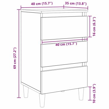vidaXL Κομοδίνο Μαύρη Οξυά 40x35x69cm Επεξεργασμένο Ξύλο 1 τεμ.