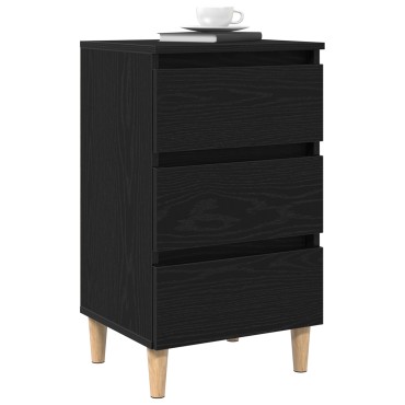 vidaXL Κομοδίνο με Ξύλινο Πόδι Μαύρη Δρυς 40x35x69 εκ 1 τεμ.