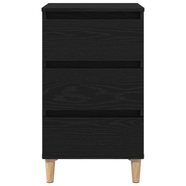 vidaXL Κομοδίνο με Ξύλινο Πόδι Μαύρη Δρυς 40x35x69 εκ 1 τεμ.