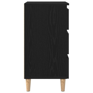 vidaXL Κομοδίνο με Ξύλινο Πόδι Μαύρη Δρυς 40x35x69 εκ 1 τεμ.