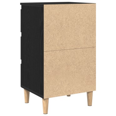 vidaXL Κομοδίνο με Ξύλινο Πόδι Μαύρη Δρυς 40x35x69 εκ 1 τεμ.